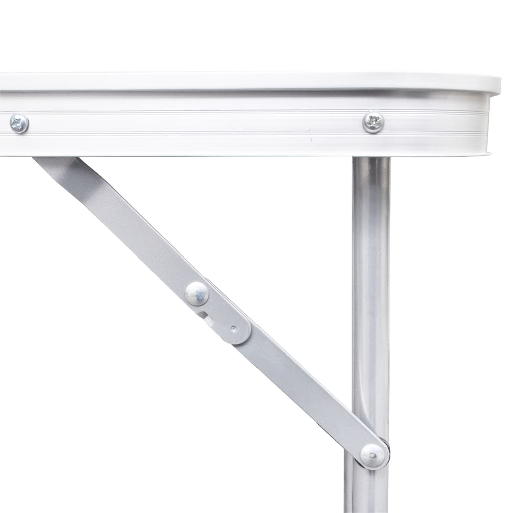Detail van het stevige metalen frame en de inklapbare constructie van de vidaXL campingtafel.