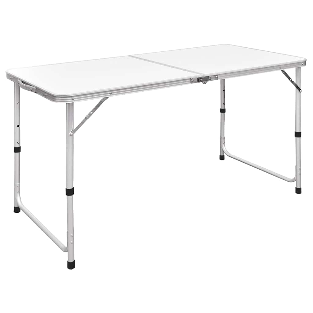 Inklapbare vidaXL campingtafel van aluminium, 120x60 cm, met verstelbare hoogte.