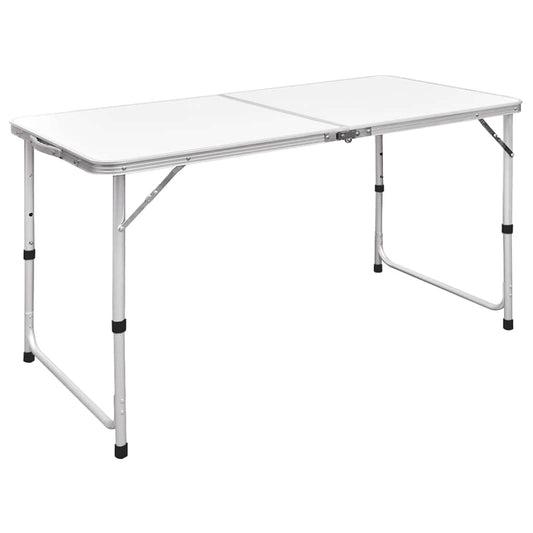 Inklapbare vidaXL campingtafel van aluminium, 120x60 cm, met verstelbare hoogte.