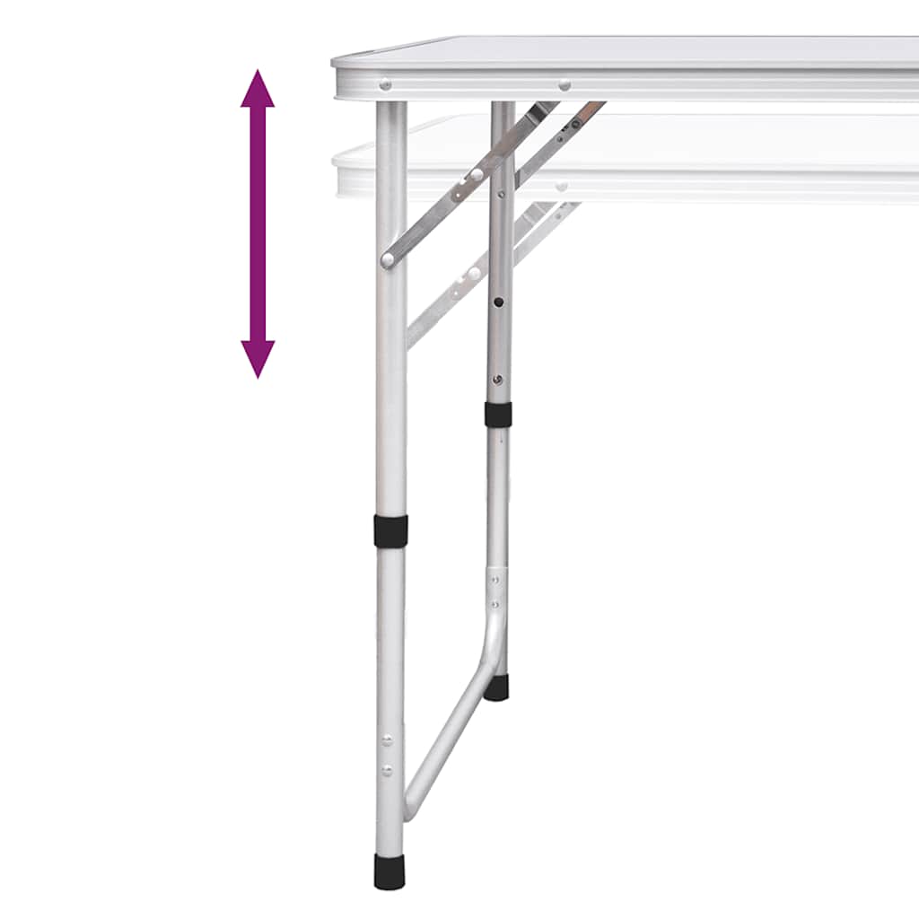 Detail van de verstelbare poot van de vidaXL campingtafel, met hoogte-instellingen.