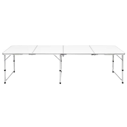 Zijaanzicht van de vidaXL inklapbare campingtafel met een lichtgewicht aluminium frame.