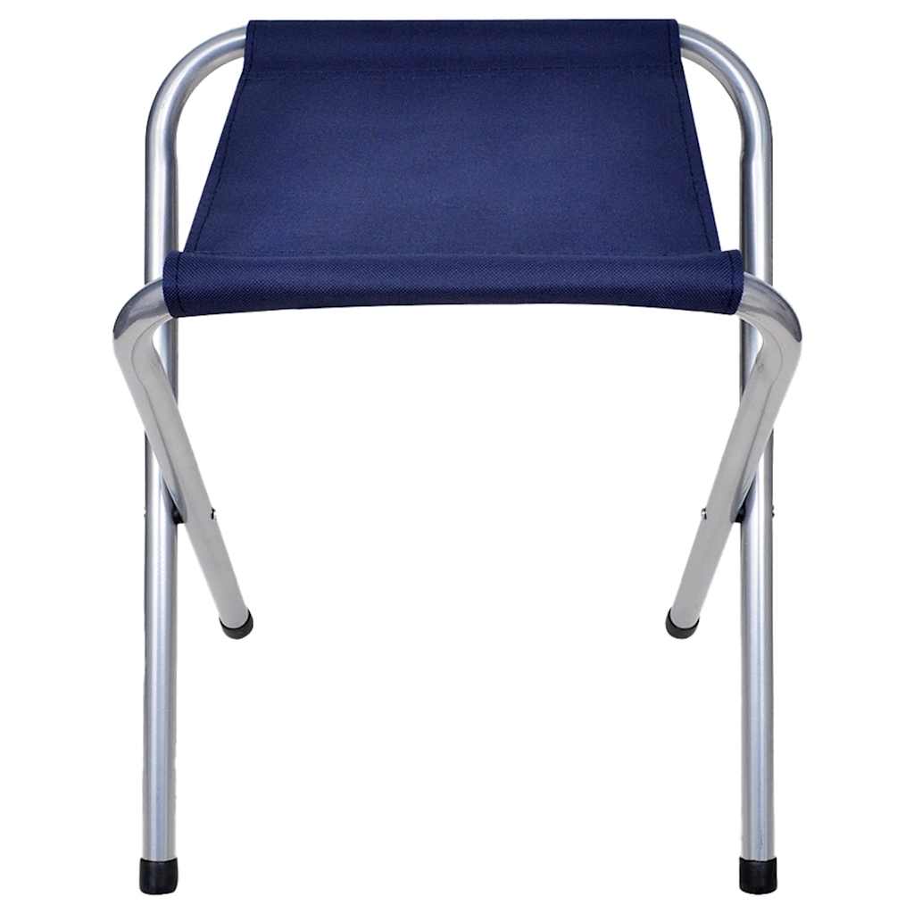 Detail van een blauwe vidaXL kruk met een lichtgewicht aluminium frame.