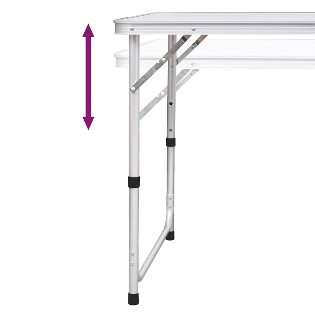 Detail van de verstelbare poot van de vidaXL campingtafel, met hoogte-instelmechanisme.