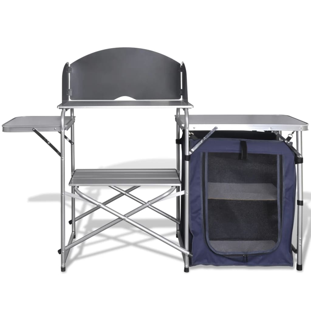 Detail van de vidaXL campingkeuken met inklapbaar ontwerp en opbergruimte.