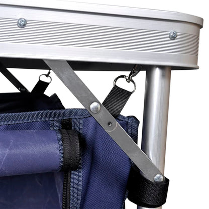 Detail van het stevige aluminium frame en bevestigingshaak van het vidaXL campingkastje.