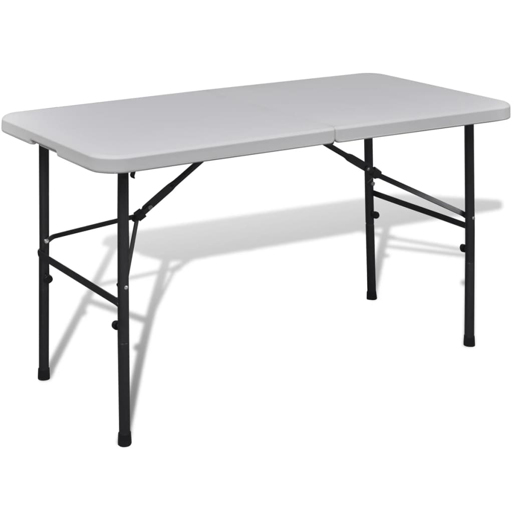 Klaptafel vidaXL 122 cm in wit, inklapbaar en lichtgewicht met stevig stalen frame.