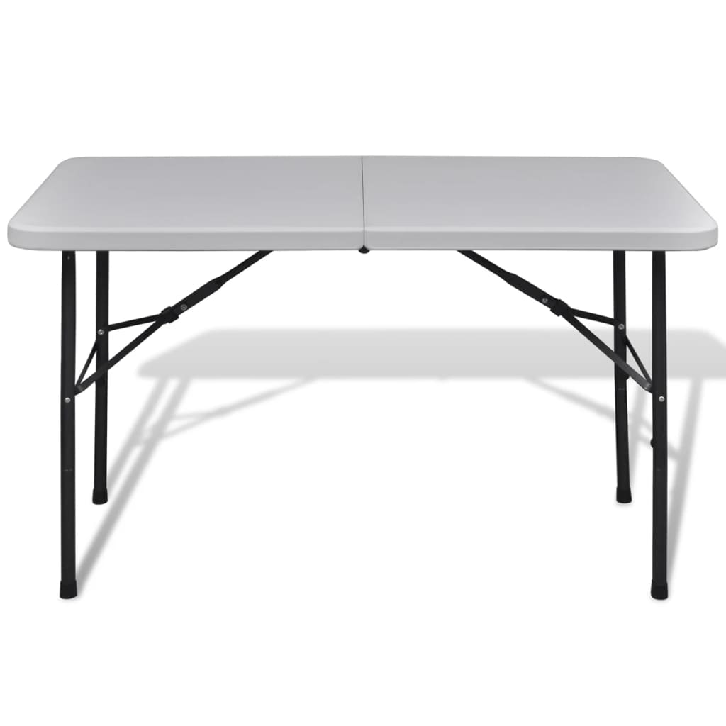 Zijaanzicht van de vidaXL klaptafel met lichtgewicht HDPE blad en stalen frame.