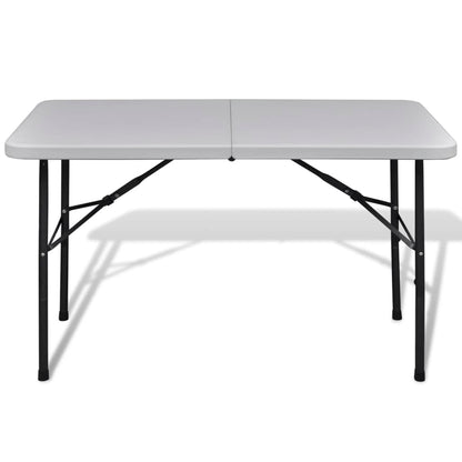 Zijaanzicht van de vidaXL klaptafel met lichtgewicht HDPE blad en stalen frame.