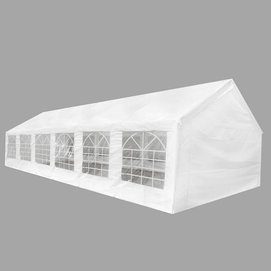 Witte vidaXL partytent 12x6 m met ramen, ideaal voor buitenfeesten.