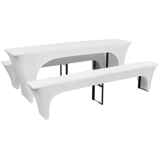vidaXL Stretch biertafelhoes in wit, geschikt voor tafels en banken van 225x50x80 cm.