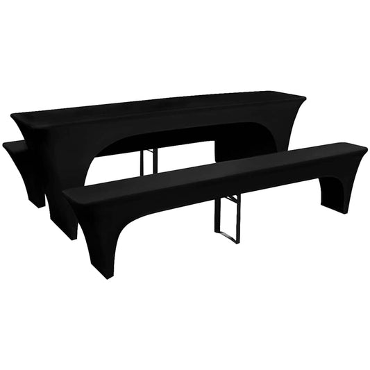vidaXL stretch hoes voor biertafel en banken in zwart, set van drie stuks.