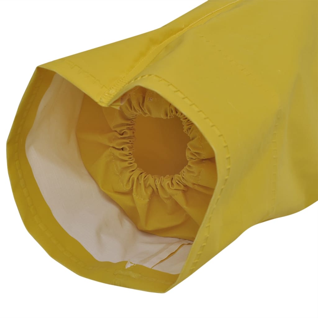 Detail van de elastische boorden van de vidaXL lange regenjas in geel.