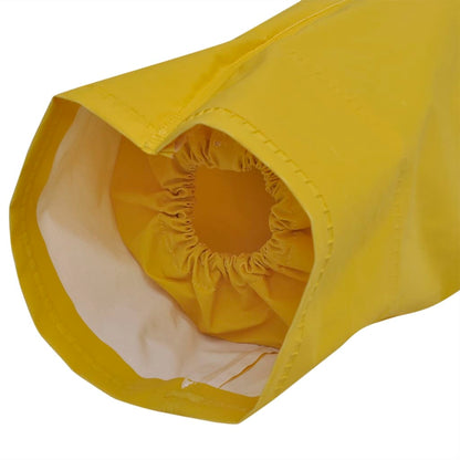 Detail van de elastische boorden van de vidaXL lange regenjas in geel.