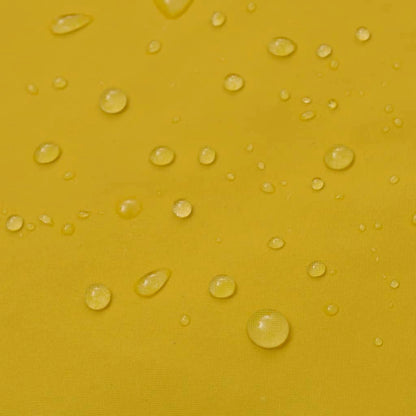 Detail van de waterdichte gele stof van de vidaXL regenjas met druppels.