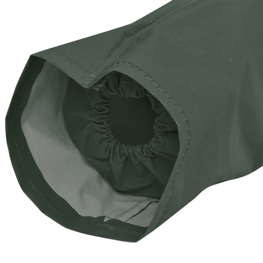 Detail van de elastische boorden van de vidaXL lange regenjas in groen.