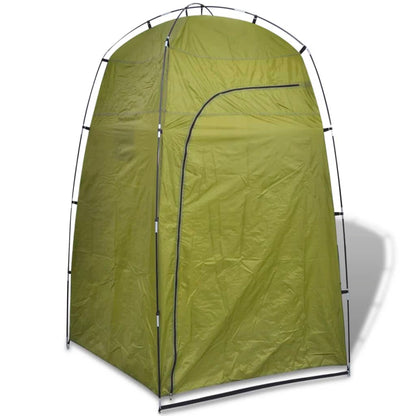 Zijaanzicht van de vidaXL groene douche-/omkleedtent met gesloten ingang.