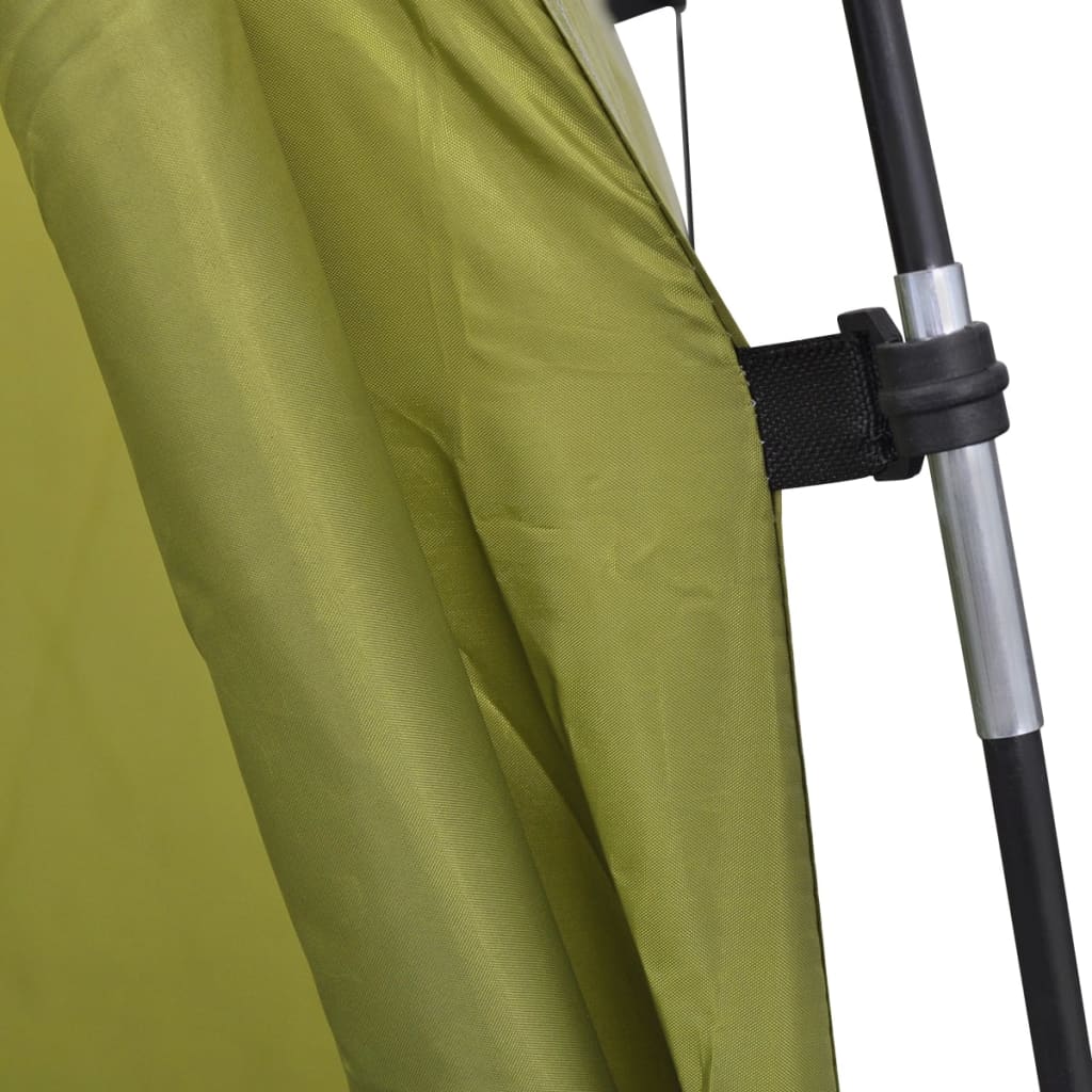 Detail van de groene vidaXL douchetent met een stevige bevestiging aan de stokken.
