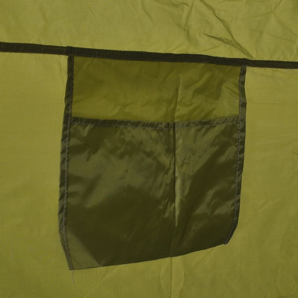 Detail van het opbergvak van de vidaXL groene douchetent, zichtbaar aan de zijkant.