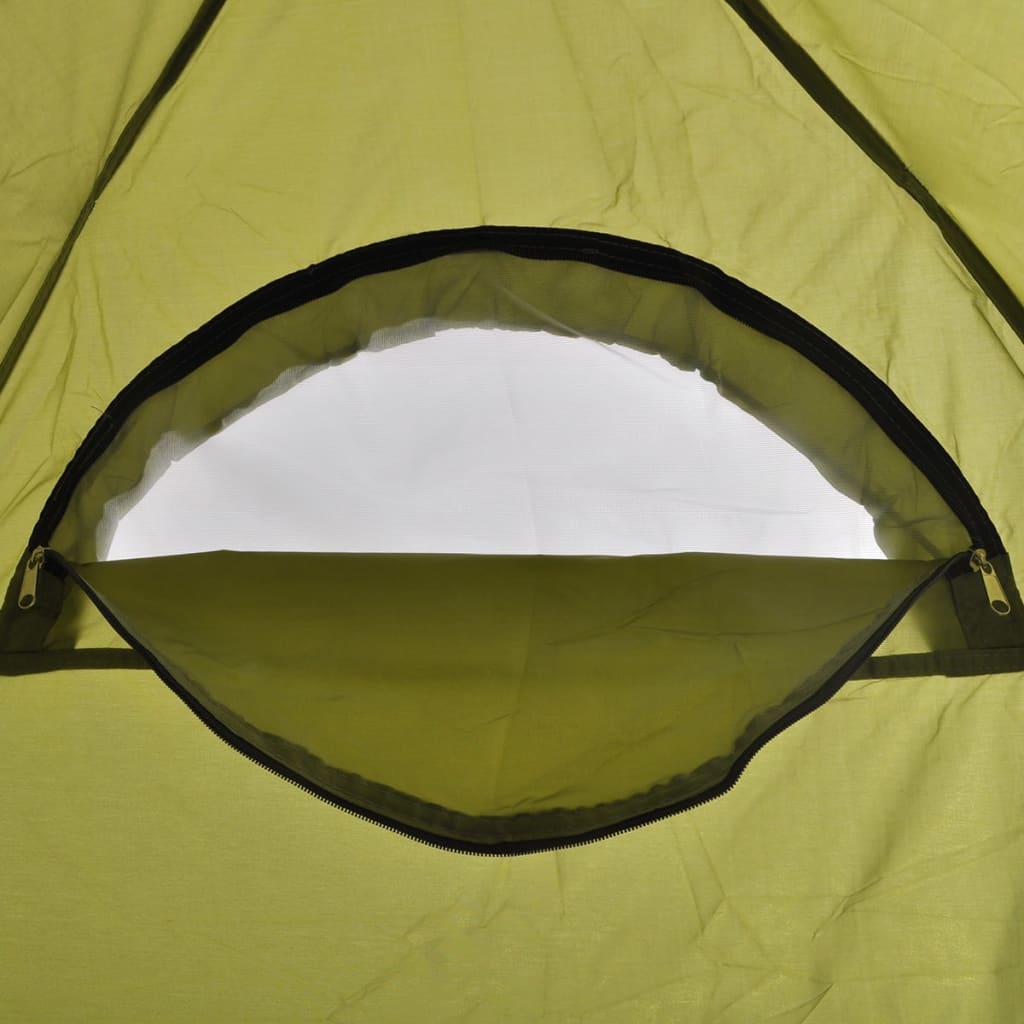 Detail van de groene vidaXL douchetent met ritsopening en gaasventilatie.
