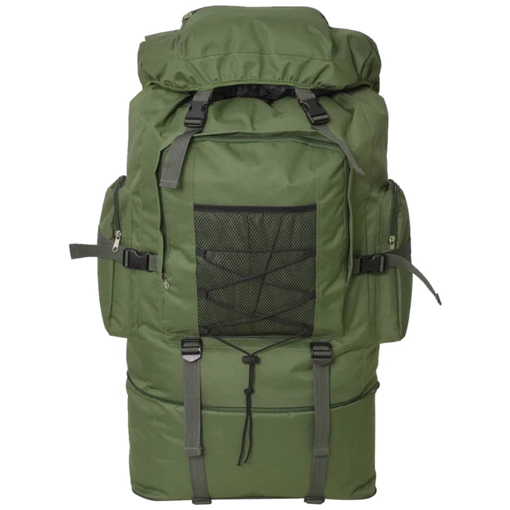 Detail van de vidaXL legerstijl rugzak in groen met grote opbergcapaciteit.