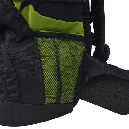 Detail van de zijzak met gaas en opbergruimte van de vidaXL Rugzak hiking XXL 75 L.
