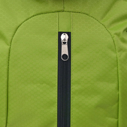 Detail van de groene vidaXL Rugzak hiking met een stevige rits en hexagonale structuur.