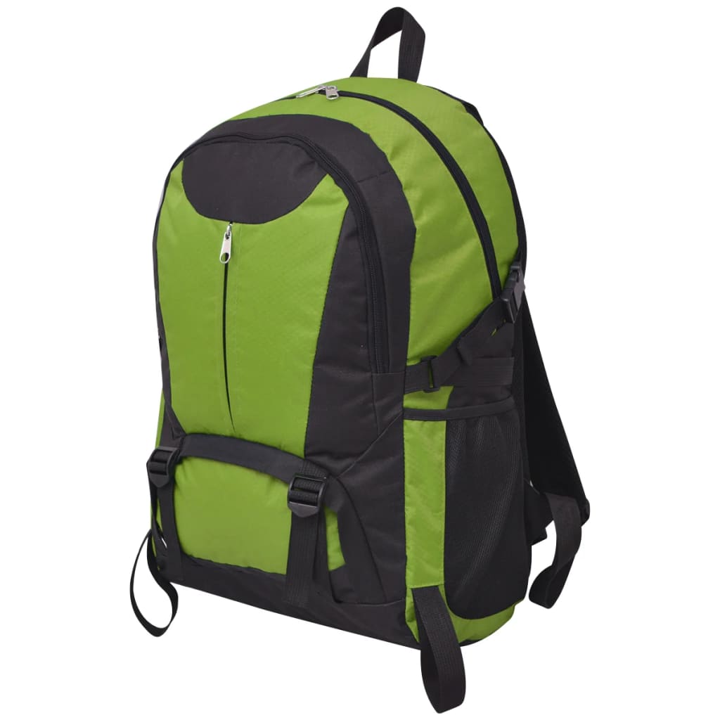 vidaXL hiking rugzak van 40 liter in zwart en groen, zijaanzicht met verstelbare schouderbanden.