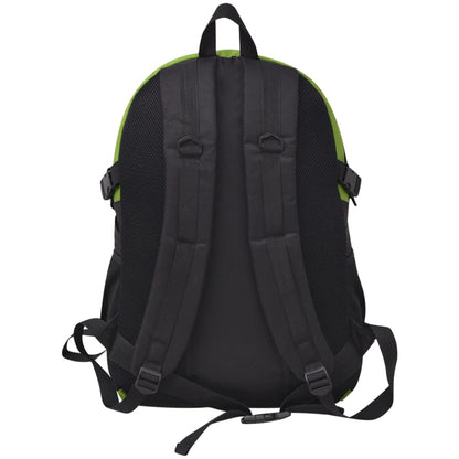 Achterzijde van de vidaXL Hiking rugzak met zwarte en groene details en verstelbare schouderbanden.