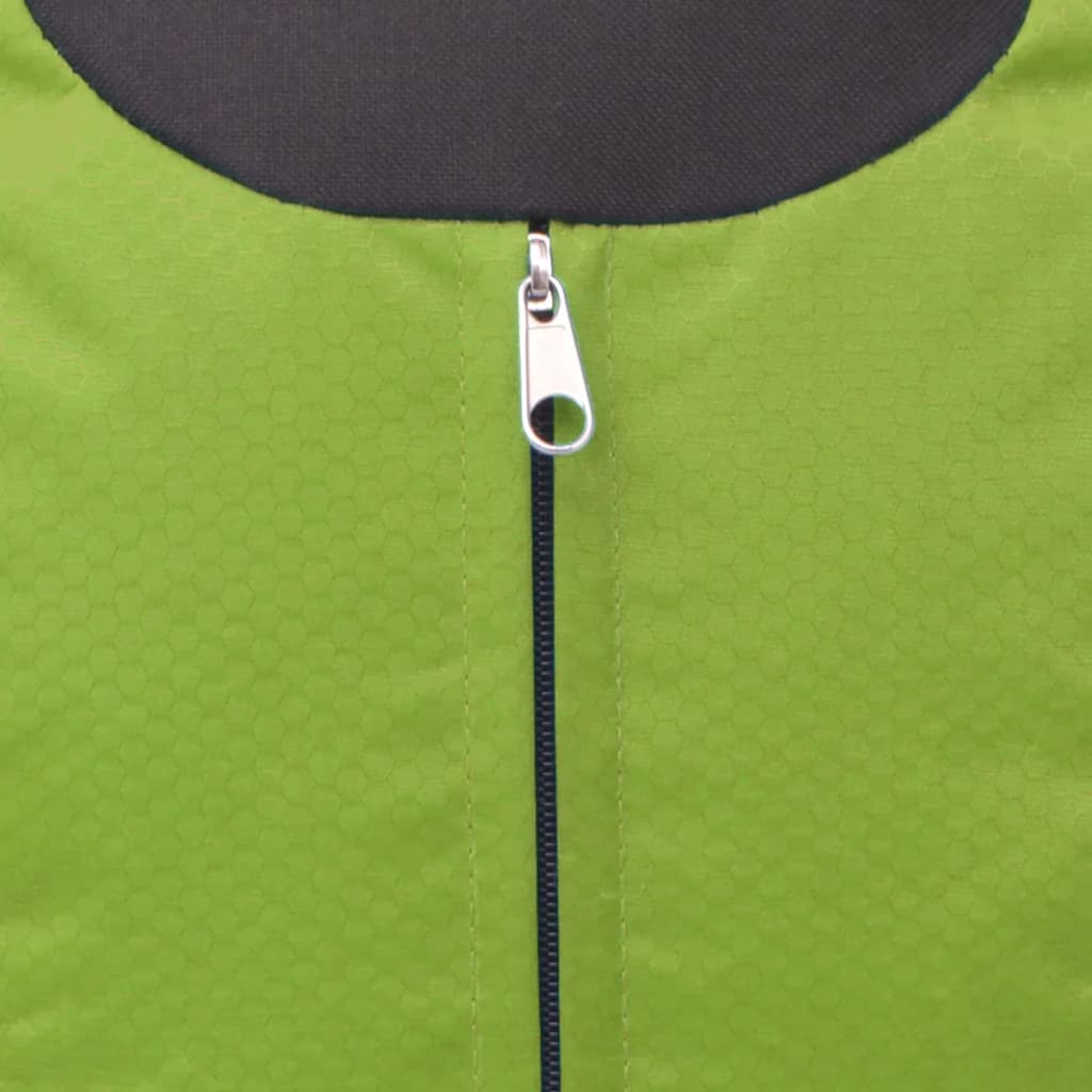 Detail van de groene rits van de vidaXL hiking rugzak met hexagonaal patroon.