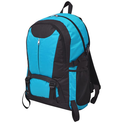 vidaXL Hiking rugzak van 40 liter in zwart en blauw, zijaanzicht met comfortabele schouderbanden.