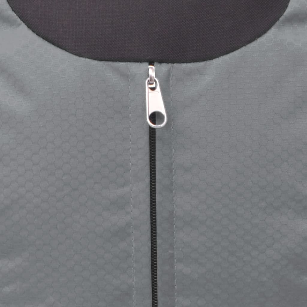 Detail van de grijze stof met hexagonaal patroon en rits van de vidaXL hikingrugzak.