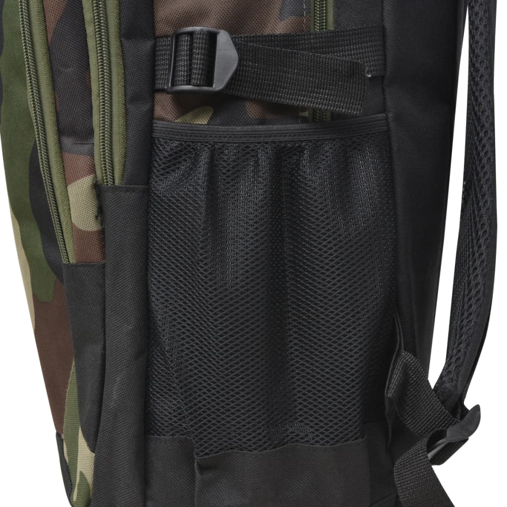 Detail van het zijvak van de vidaXL rugzak, met mesh voor extra opbergruimte.