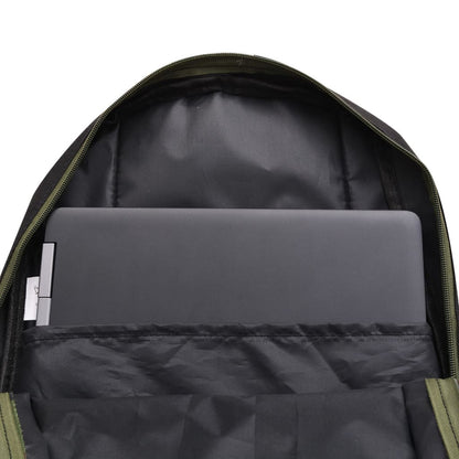 Detail van de binnenkant van de vidaXL rugzak met een laptopvak en zwart interieur.