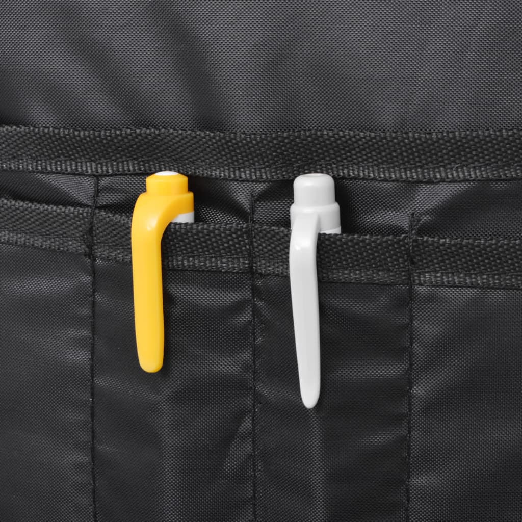 Detail van de zwarte vidaXL rugzak met twee opbergvakjes en clips.