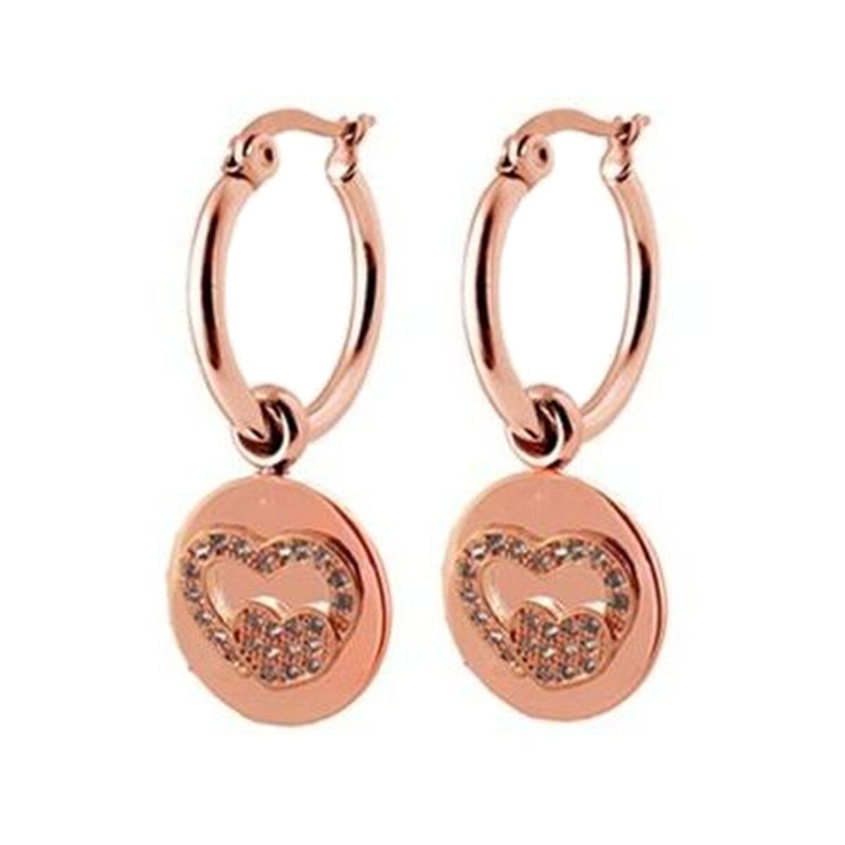 Elegante roze gouden oorbellen van CO88 Collection met hartontwerp en glinsterende details.
