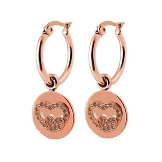 Elegante roze gouden oorbellen van CO88 Collection met hartontwerp en glinsterende details.