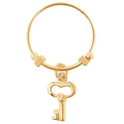 Gouden damesring van CO88 Collection met sleutelhangertje, maat 14.