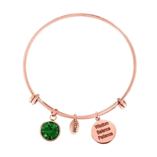 Elegante CO88 Collection armband voor dames met groene steen en hangers in roségoud.