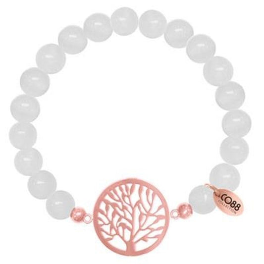 Witte CO88 Collection armband met een elegante boomdesign hanger en roségouden details.