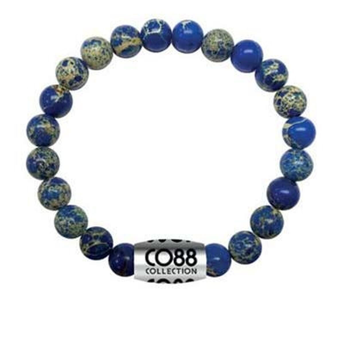 Blauwe CO88 Collection damesarmband met elegante bollen en metalen sluiting.