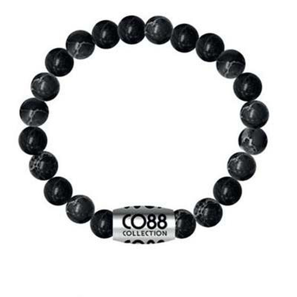 Stijlvolle CO88 Collection armband voor dames in zwart met zilveren detail.