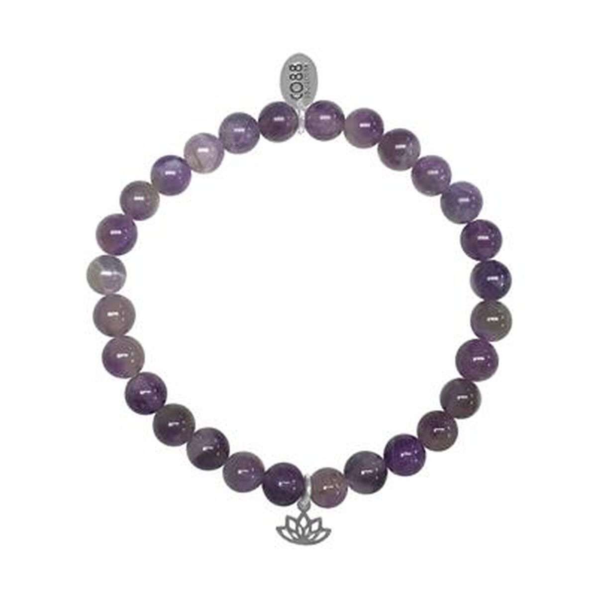 Stylish CO88 Collection armband voor dames, gemaakt van paarse edelstenen met een lotusbedel.