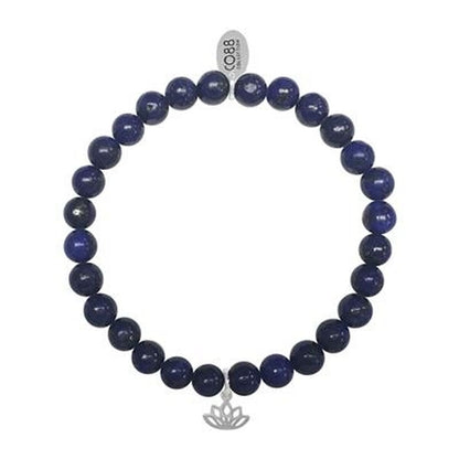Elegante CO88 Collection armband in diepblauw met een lotusbedel, stijlvol design.