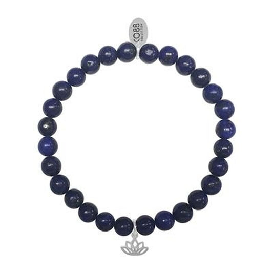 Elegante CO88 Collection armband in diepblauw met een lotusbedel, stijlvol design.