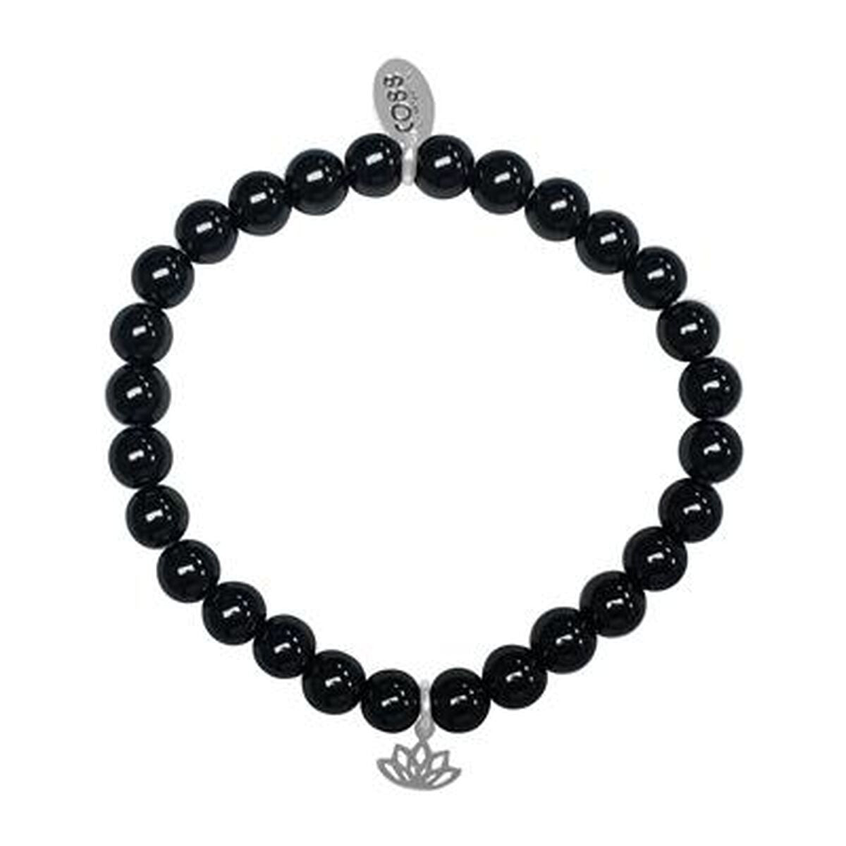 Elegante zwarte CO88 Collection armband voor dames met een stijlvolle lotusbedel.