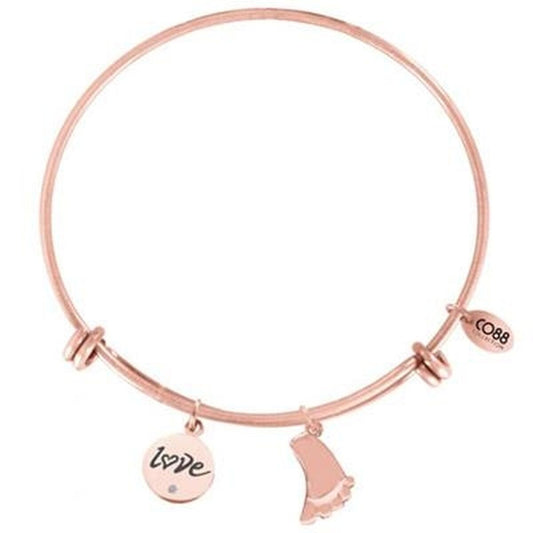 Roze gouden CO88 Collection armband met charm en 'love' bedel.
