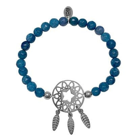 Blauwe CO88 Collection armband met sterrenmotief en veren, elegant sieraad voor dames.