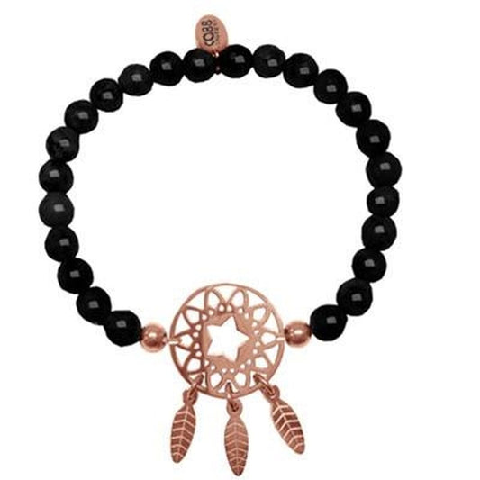 Zwarte CO88 Collection armband voor dames met een elegante stijl en een dromenvanger-detail.
