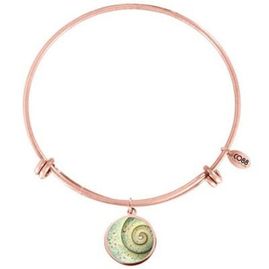 Roze gouden CO88 Collection armband met elegante schijf en spiralen design.
