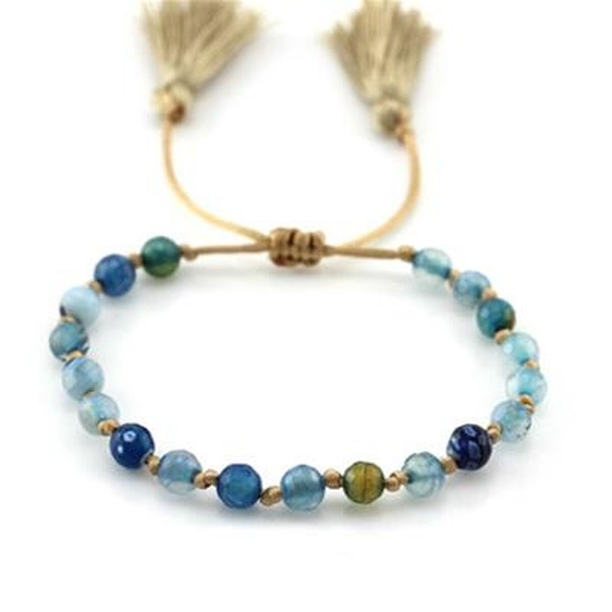 Elegante blauwe CO88 Collection armband met kralen en franjes, perfect voor elke gelegenheid.